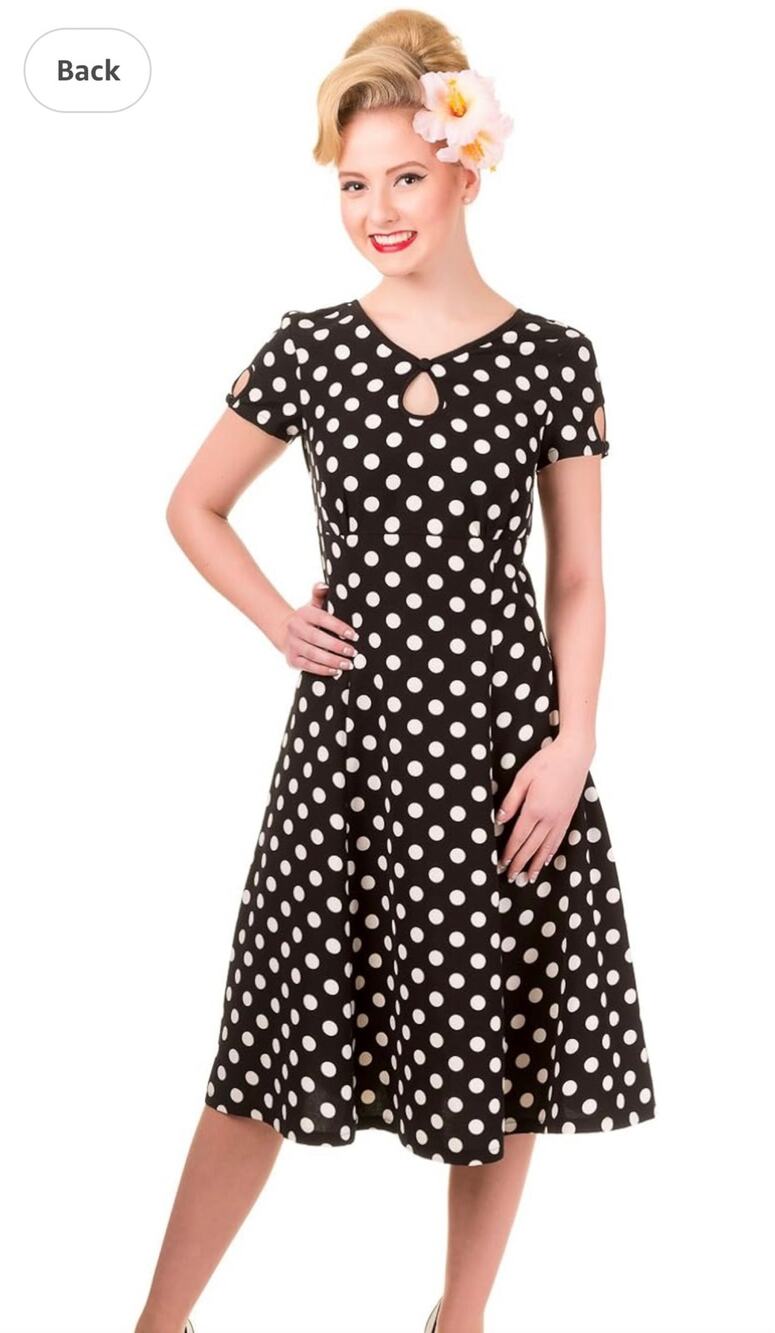 NWT Banned Apparel Retro Black White Polka Dot Fit Flare Swing Dress Stretch 18
